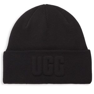 UGG Black 3D Embossed Logo Beanie